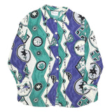 DONNA ROMONA Womens Blue & Green Printed Shirt Long Sleeve Collared L Relaxed