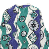 DONNA ROMONA Womens Blue & Green Printed Shirt Long Sleeve Collared L Relaxed