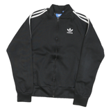 ADIDAS Mens Black White Track Jacket S Polyester Plain Sportswear Casual Zip