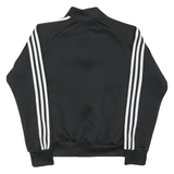 ADIDAS Mens Black White Track Jacket S Polyester Plain Sportswear Casual Zip