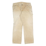 CARHARTT Mens Regular Fit Beige Denim Jeans W36 L32 Workwear Zip Closure