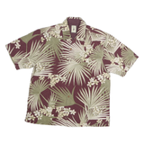 JAMAICA JAXX Mens Maroon & Beige Floral Cotton Shirt M Casual Beachwear