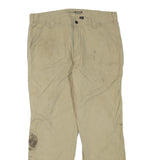 CARHARTT Mens Regular Fit Beige Cotton Blend Zip Trousers W36 L30 Workwear Heavy