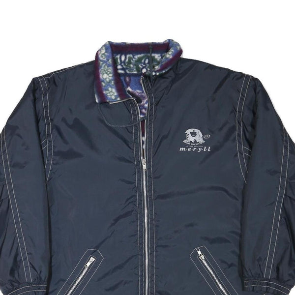 MERYLL Womens Navy Blue Reversible Zip Jacket M Polyester Blend Plain Casual