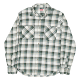 WRANGLER Mens Green & Cream Check Shirt M Casual Cotton Blend Long Sleeve Button