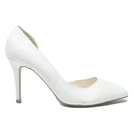 BATA Womens White Leather Heel Shoes UK 5 Classic Pointed Toe Elegant