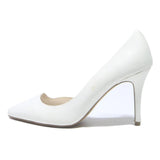 BATA Womens White Leather Heel Shoes UK 5 Classic Pointed Toe Elegant