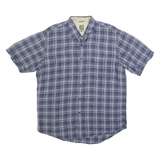 TIMBERLAND Mens Blue & White Checked Short Sleeve Shirt L Casual Summer Comfort