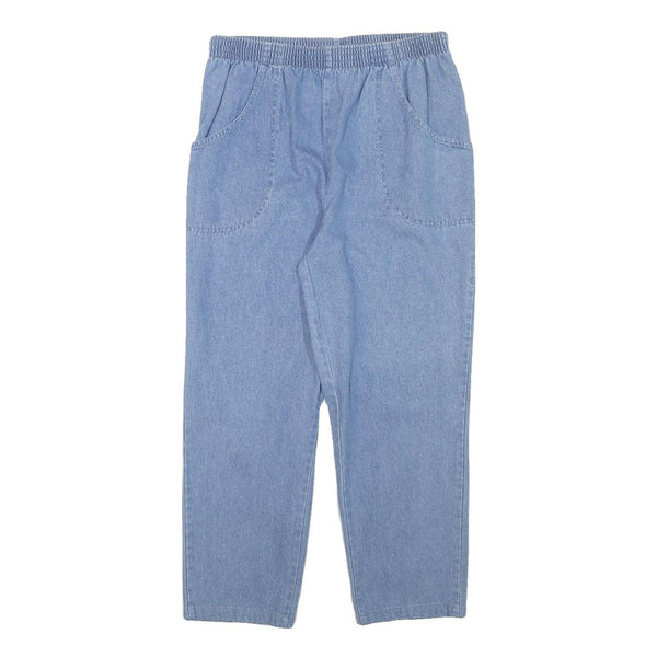 CASCADE Womens Jeans Blue Relaxed Straight Denim Light W29 L25 Elastic Waistband