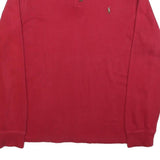 POLO RALPH LAUREN Mens Red Pattern Jumper Quarter Zip Cotton Blend L Polo Horse