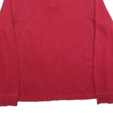 POLO RALPH LAUREN Mens Red Pattern Jumper Quarter Zip Cotton Blend L Polo Horse
