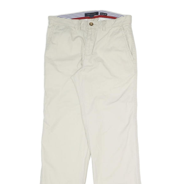TOMMY HILFIGER Mens Cotton Blend Beige Regular Fit Straight Leg Trousers W32 L32
