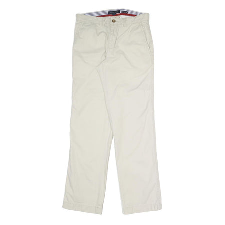 TOMMY HILFIGER Mens Cotton Blend Beige Regular Fit Straight Leg Trousers W32 L32
