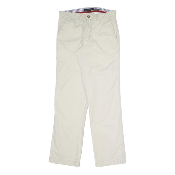 TOMMY HILFIGER Mens Cotton Blend Beige Regular Fit Straight Leg Trousers W32 L32