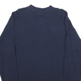 LOUIE CLOTHING Mens Navy Plain Pullover Cotton Jumper L Zip Neck