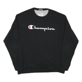 CHAMPION Mens Black Crew Neck XL Logo Print Cotton Blend Sweatshirt