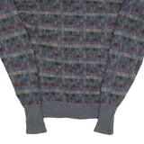 WOOLRICH Mens Grey Patterned Wool Jumper Crew Neck Basic Knit S Winter Fashion