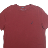 NAUTICA Mens Red Cotton Blend T-Shirt L Short Sleeve Crew Neck Classic Fit