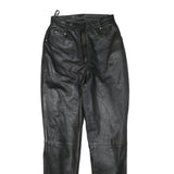 Womens Black Slim Leather Trousers Zip W25 L30 Stylish Fitted Pants