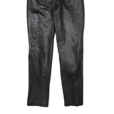 Womens Black Slim Leather Trousers Zip W25 L30 Stylish Fitted Pants