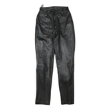 Womens Black Slim Leather Trousers Zip W25 L30 Stylish Fitted Pants