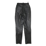 Womens Black Slim Leather Trousers Zip W25 L30 Stylish Fitted Pants
