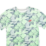 NIKE Mens Green & Grey Tropical Print T-Shirt S Short Sleeve Crew Neck Casual