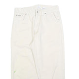CALVIN KLEIN Womens Jeans White Relaxed Straight Cotton W32 L24 Frayed Hem Zip