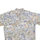 COOKE STREET Mens Blue & Beige Leaf Pattern Cotton Blend Shirt 2XL Relaxed Fit