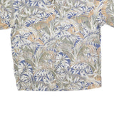 COOKE STREET Mens Blue & Beige Leaf Pattern Cotton Blend Shirt 2XL Relaxed Fit