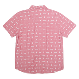 COCA COLA Mens Red & White Printed Cotton Shirt M Button Short Sleeve Casual