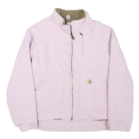 CARHARTT Womens Pink Cotton Blend Workwear Jacket XL Zip Plain Small Tear