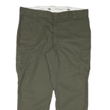 DICKIES Mens Cotton Blend Green Regular Straight Cargo Trousers W42 L30 Zip