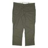 DICKIES Mens Cotton Blend Green Regular Straight Cargo Trousers W42 L30 Zip