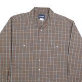 WRANGLER Mens Brown & White Check Shirt XL Western Style Button Front Casual