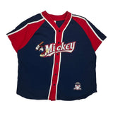 Mickey Mouse Baseball Theme Disney Cartoon Jersey - 2XL Navy Cotton