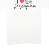 HANES Mens White I Love Los Angeles Graphic T-Shirt S Short Sleeve Crew Neck