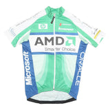 HINCAPIE Mens Green & Blue Modern M Short Sleeve Zip Neck Cycling Jersey