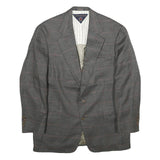 TOMMY HILFIGER Mens Grey & Maroon Checked Blazer Jacket L Cotton Button Classic