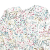 FB PETIE Womens Cream Floral Print Blouse Long Sleeve Round Neck S Light Top