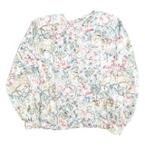 FB PETIE Womens Cream Floral Print Blouse Long Sleeve Round Neck S Light Top