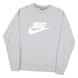 NIKE Mens Grey Cotton Blend Crew Neck L Sweatshirt Lightweight Pullover