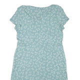 WHITE STUFF Womens Blue Floral Day Cotton Blend Dress UK 16 Pockets V-Neck