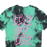 FSBN Mens Green & Black Tie Dye Graphic T-Shirt XS Short Sleeve Crew Neck