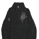 HARLEY DAVIDSON Womens Black Zip Jacket L Polyester Embroidered Casual