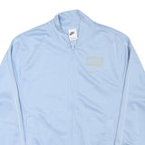 NIKE Mens Blue Light Blue Logo Track Jacket S Polyester Blend Zip Casual