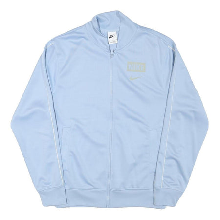 NIKE Mens Blue Light Blue Logo Track Jacket S Polyester Blend Zip Casual