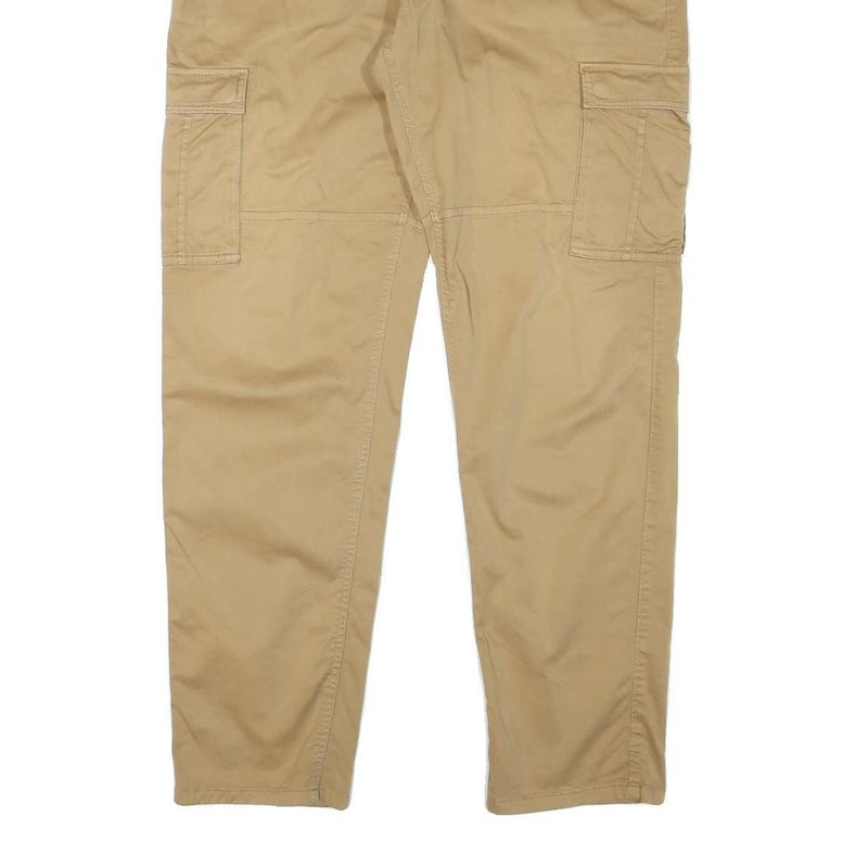 SMOG Mens Cotton Blend Relaxed Beige Cargo Trousers W38 L32 Casual Zip Closure