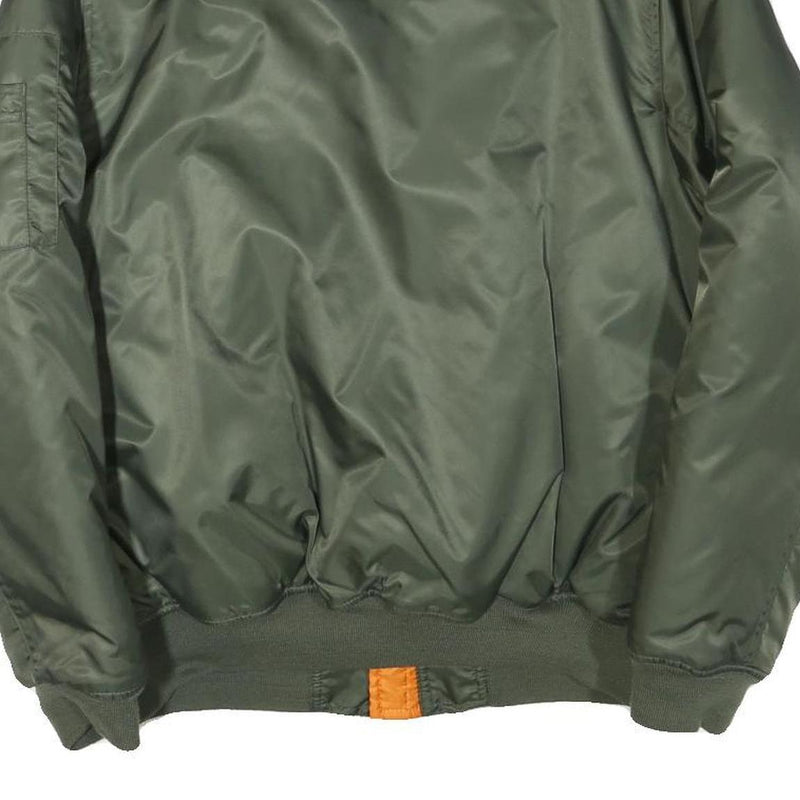 Mens Green Bomber Jacket S Polyester Blend Plain Lightweight Zip Fastening