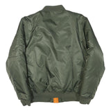Mens Green Bomber Jacket S Polyester Blend Plain Lightweight Zip Fastening
